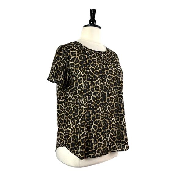 Chelsea & Theodore Tunic Top Short Sleeves Leopard Print Women’s Size XL - Picture 2 of 10